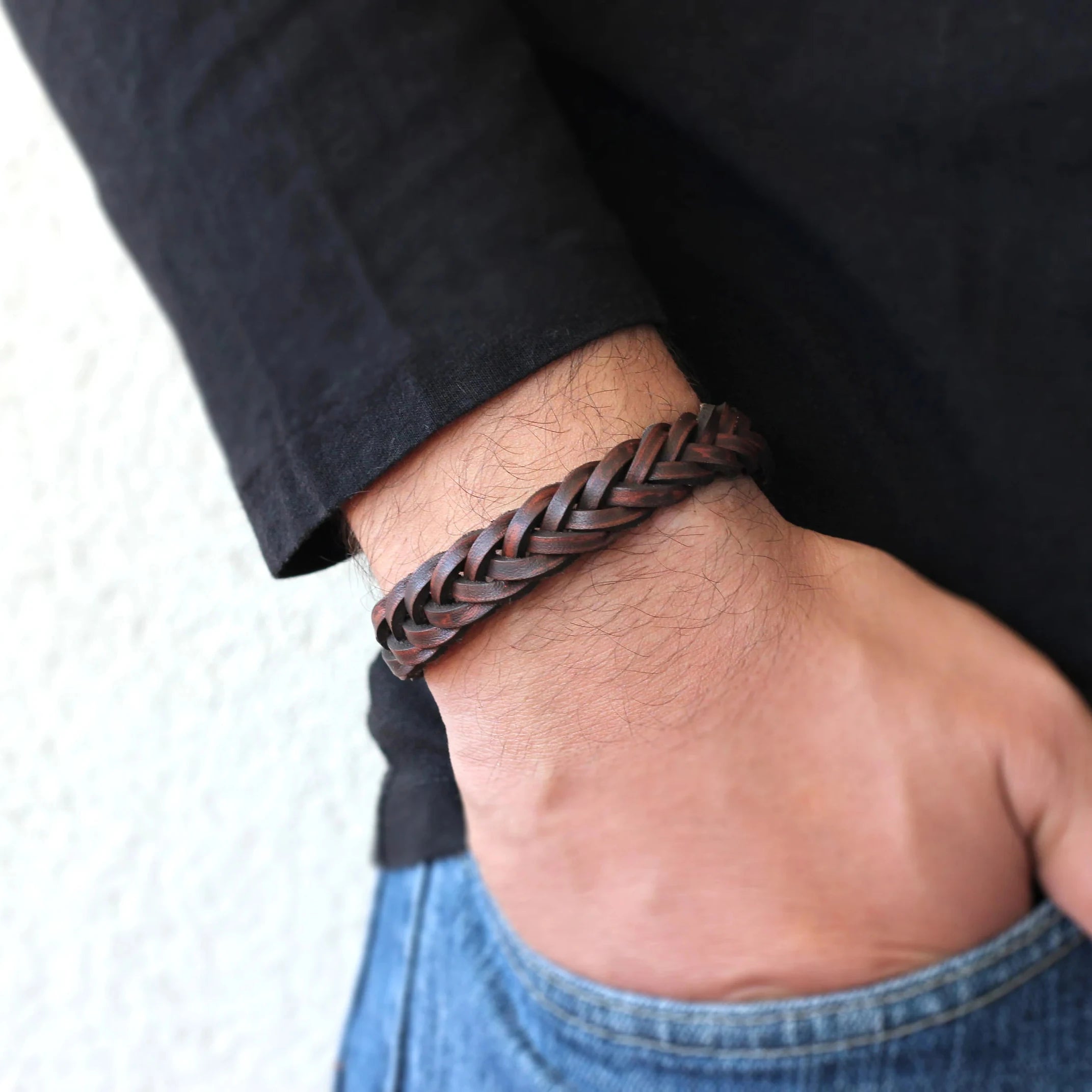 Bracelet en cuir tressé