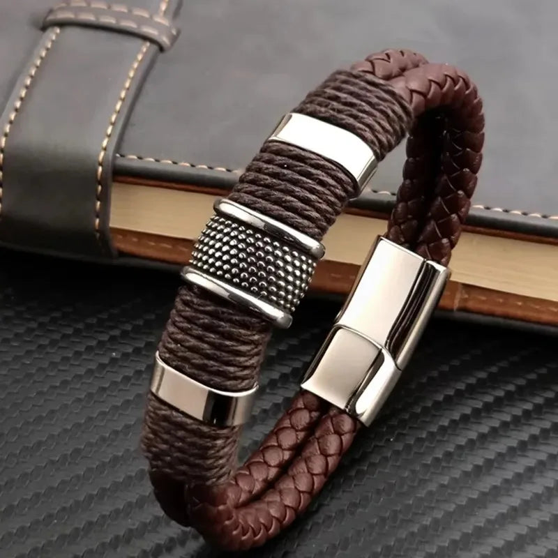 Bracelet en cuir véritable pour hommes