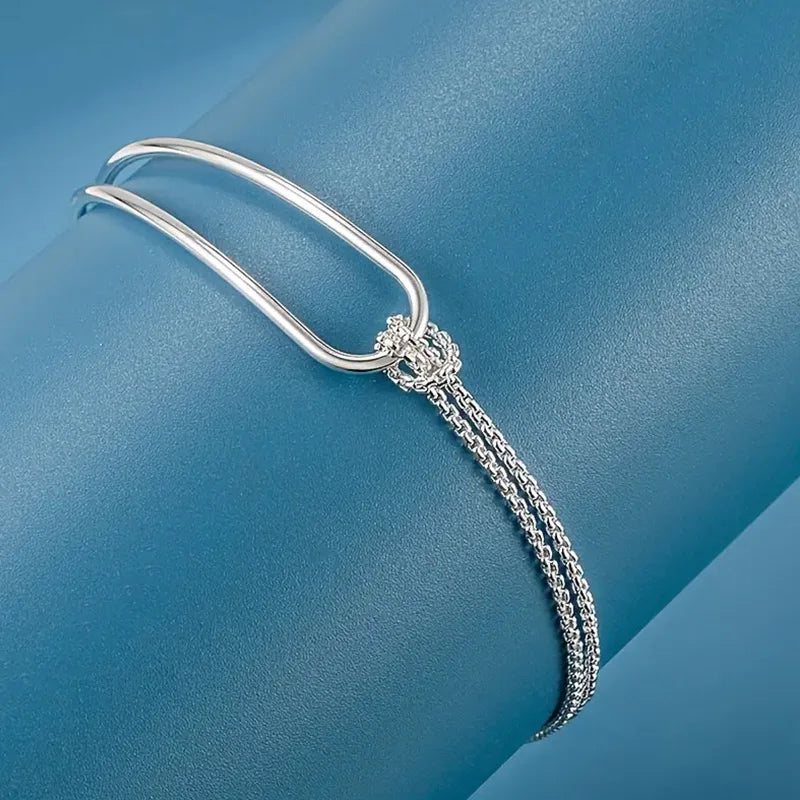 Bracelet à Collage géométrique minimaliste en argent