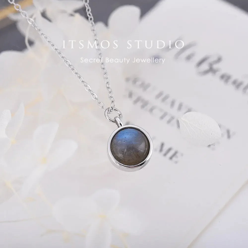 collier avec pendentif en pierre de lune, Labradorite naturelle