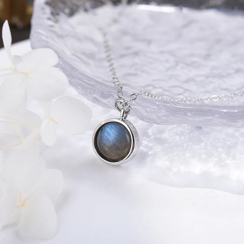 collier avec pendentif en pierre de lune, Labradorite naturelle