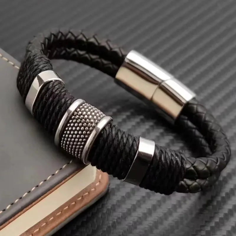 Bracelet en cuir véritable pour hommes