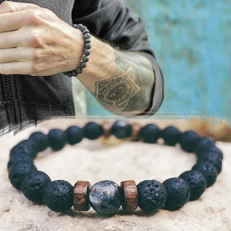 Bracelet pour hommes, perle de pierre de lune