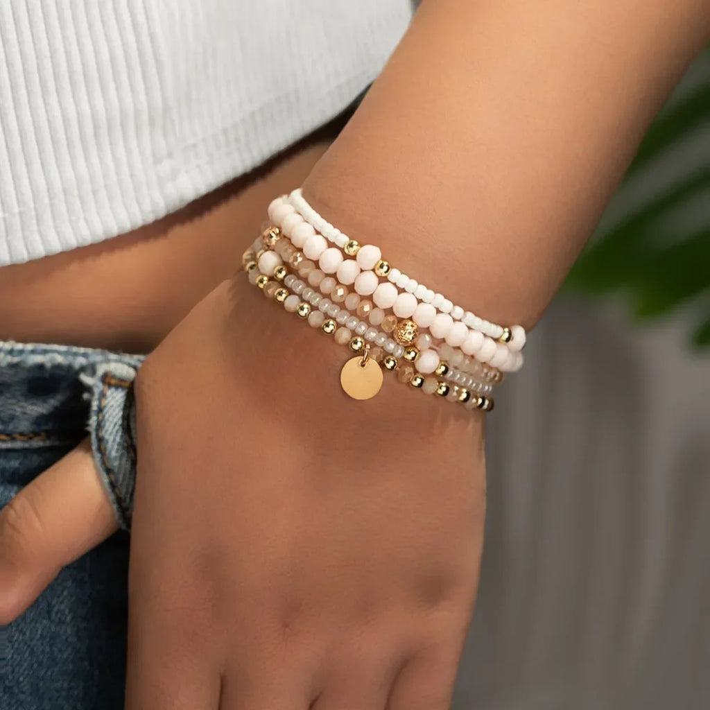 Ensemble de bracelets en perles de résine pour femmes, 5 pièces