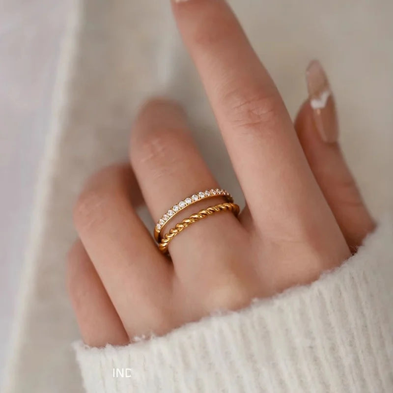 Bague ronde géométrique or
