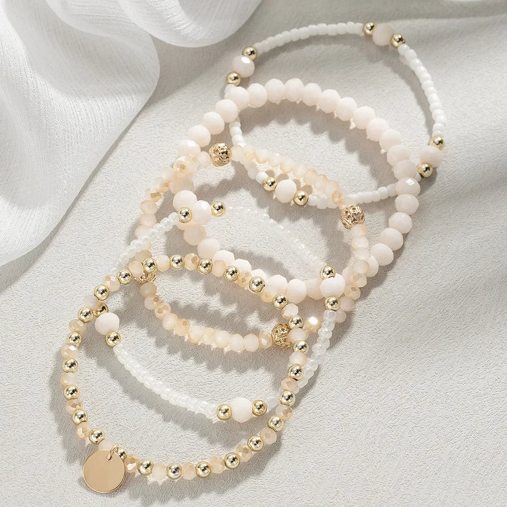 Ensemble de bracelets en perles de résine pour femmes, 5 pièces
