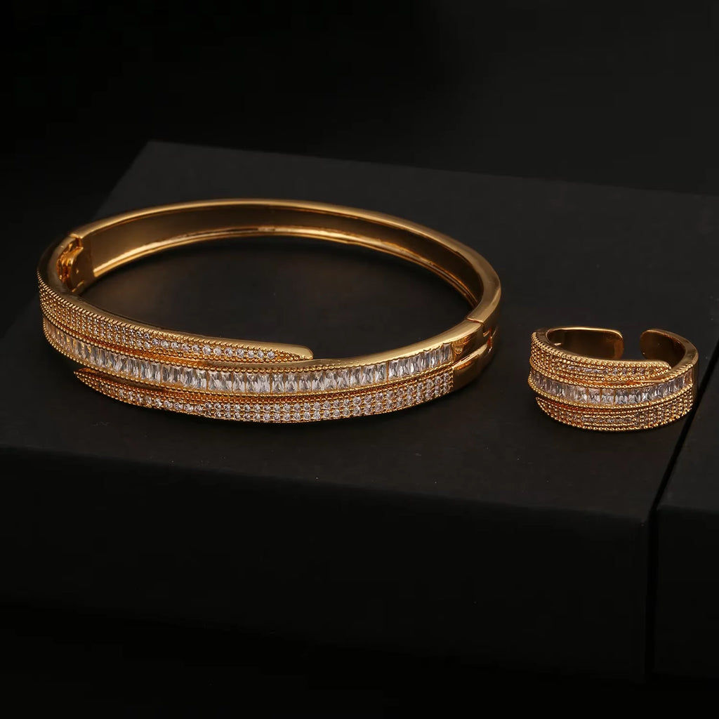 Ensemble de bracelets et bagues pour femmes or ou argent
