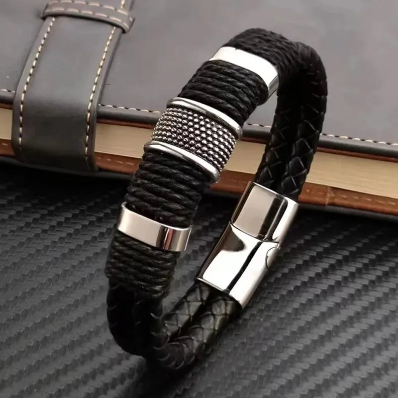 Bracelet en cuir véritable pour hommes