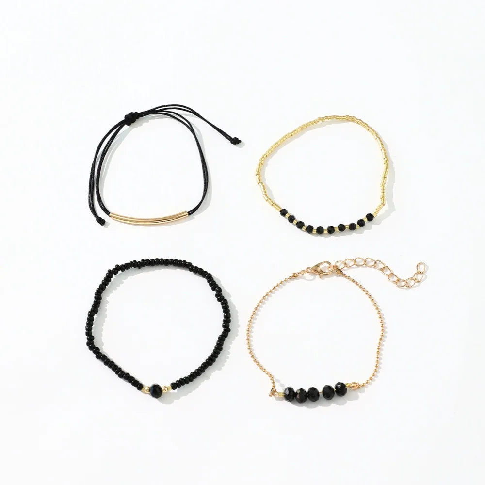 Bracelets en pierre de verre noir