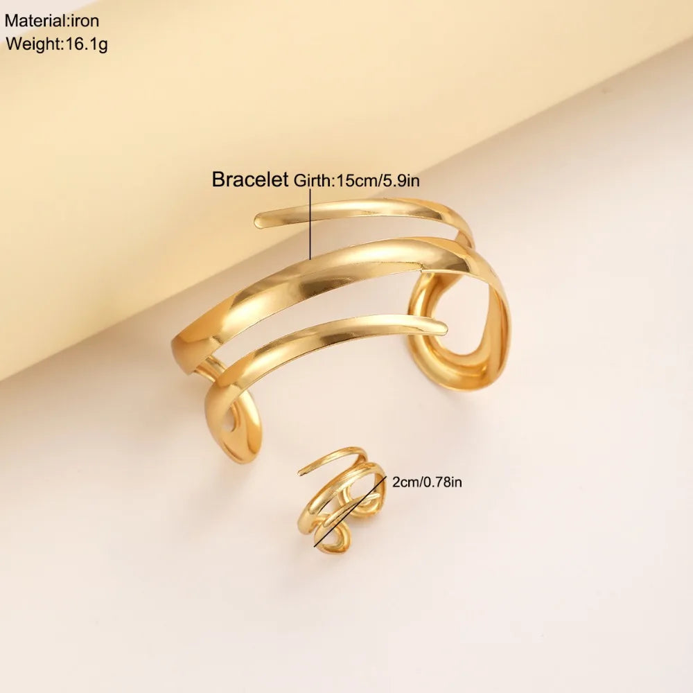 Bracelet couleur or ou argent avec sa bague en ensemble