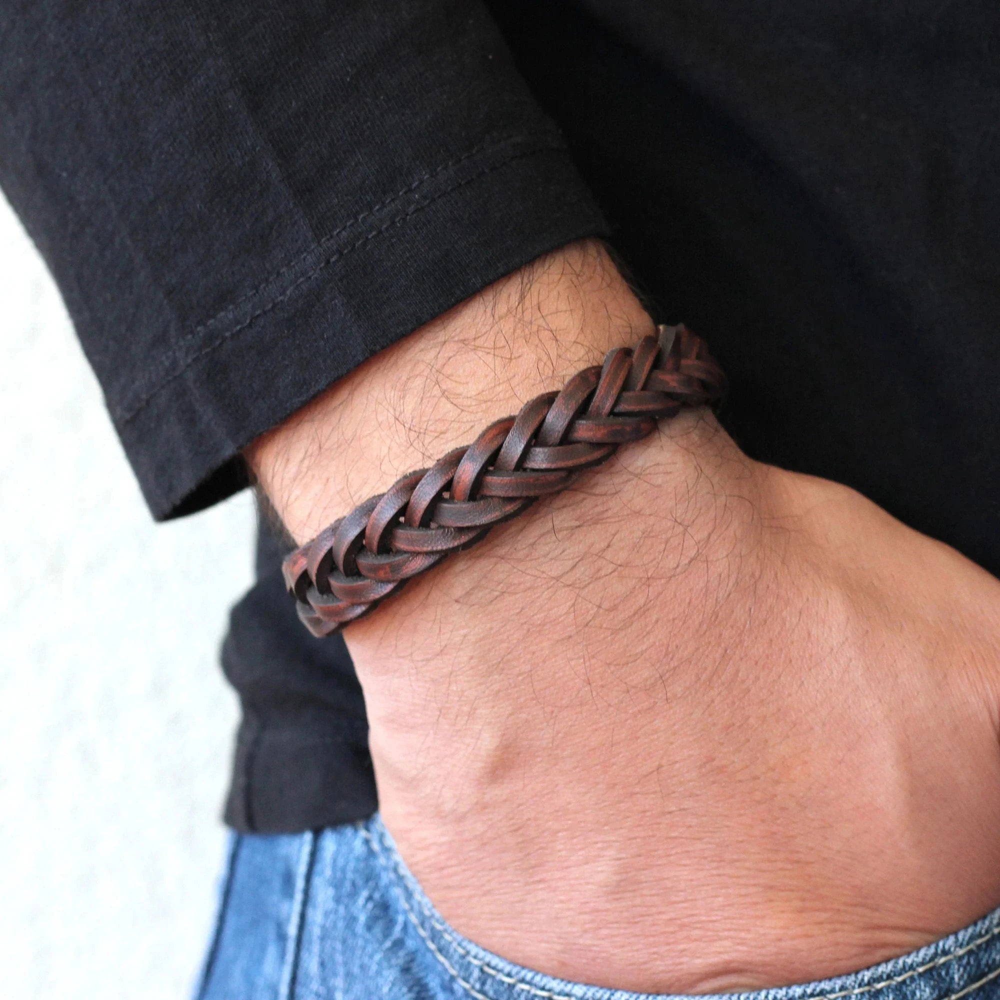 Bracelet en cuir tressé