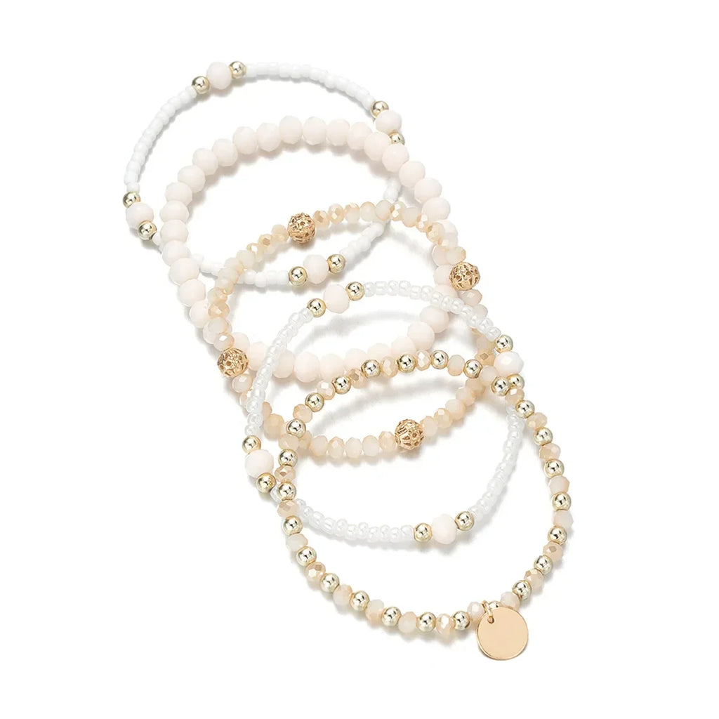 Ensemble de bracelets en perles de résine pour femmes, 5 pièces