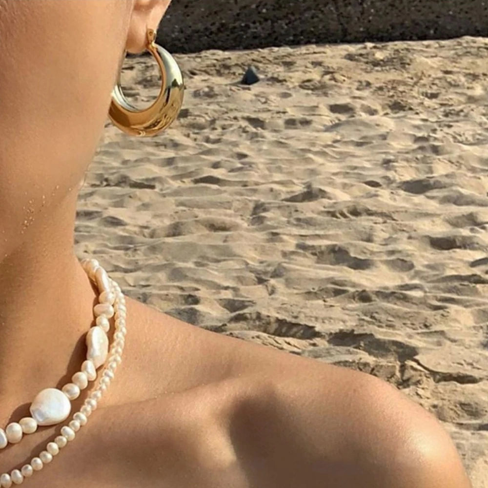 Boucles d'oreilles en forme de grand cercle