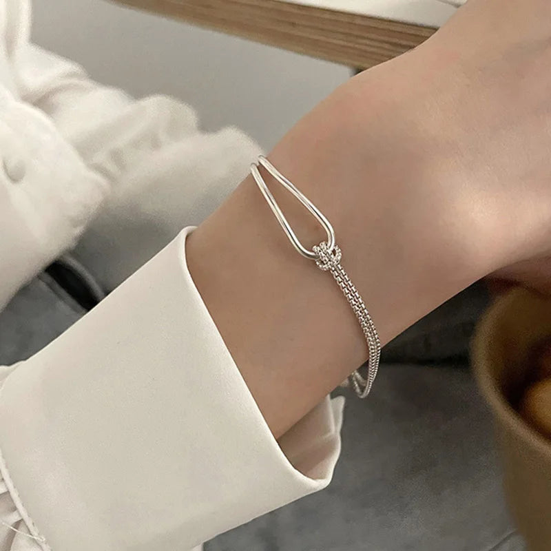 Bracelet à Collage géométrique minimaliste en argent