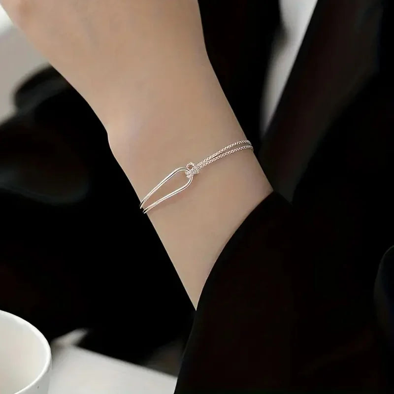 Bracelet à Collage géométrique minimaliste en argent
