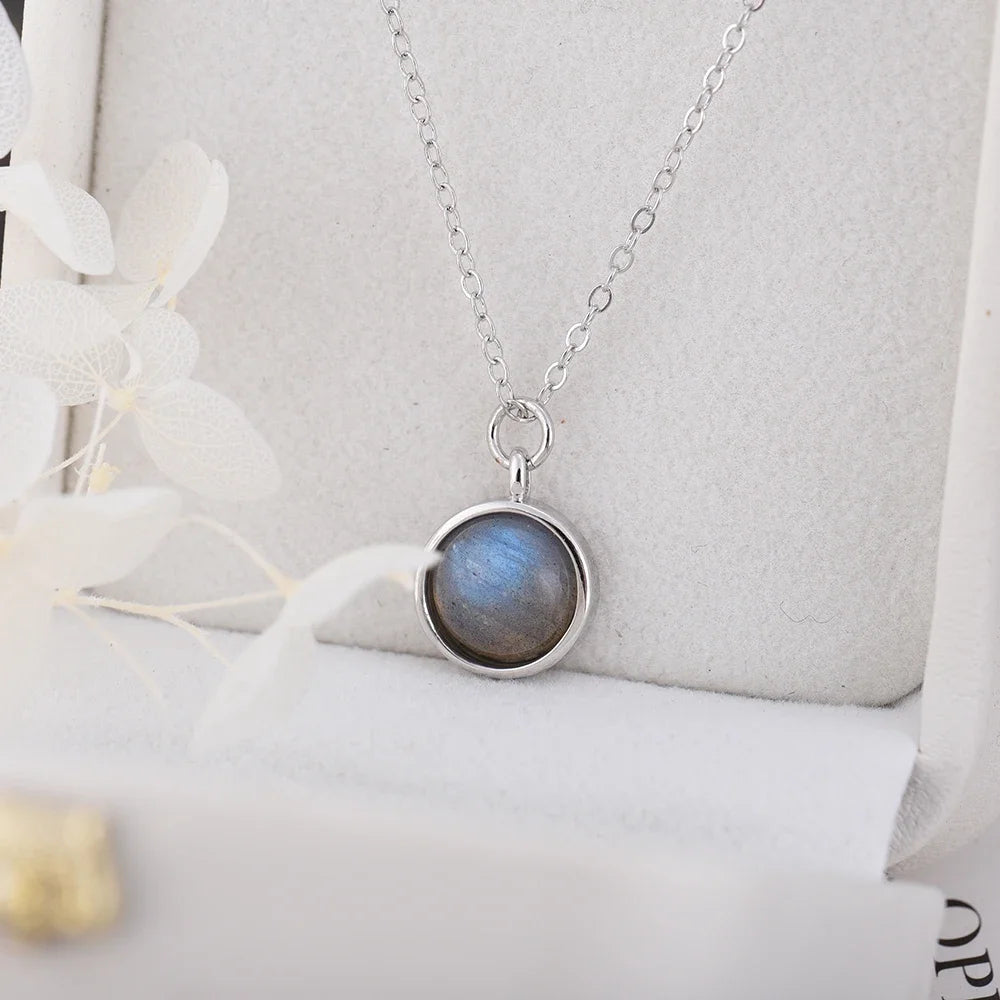 collier avec pendentif en pierre de lune, Labradorite naturelle