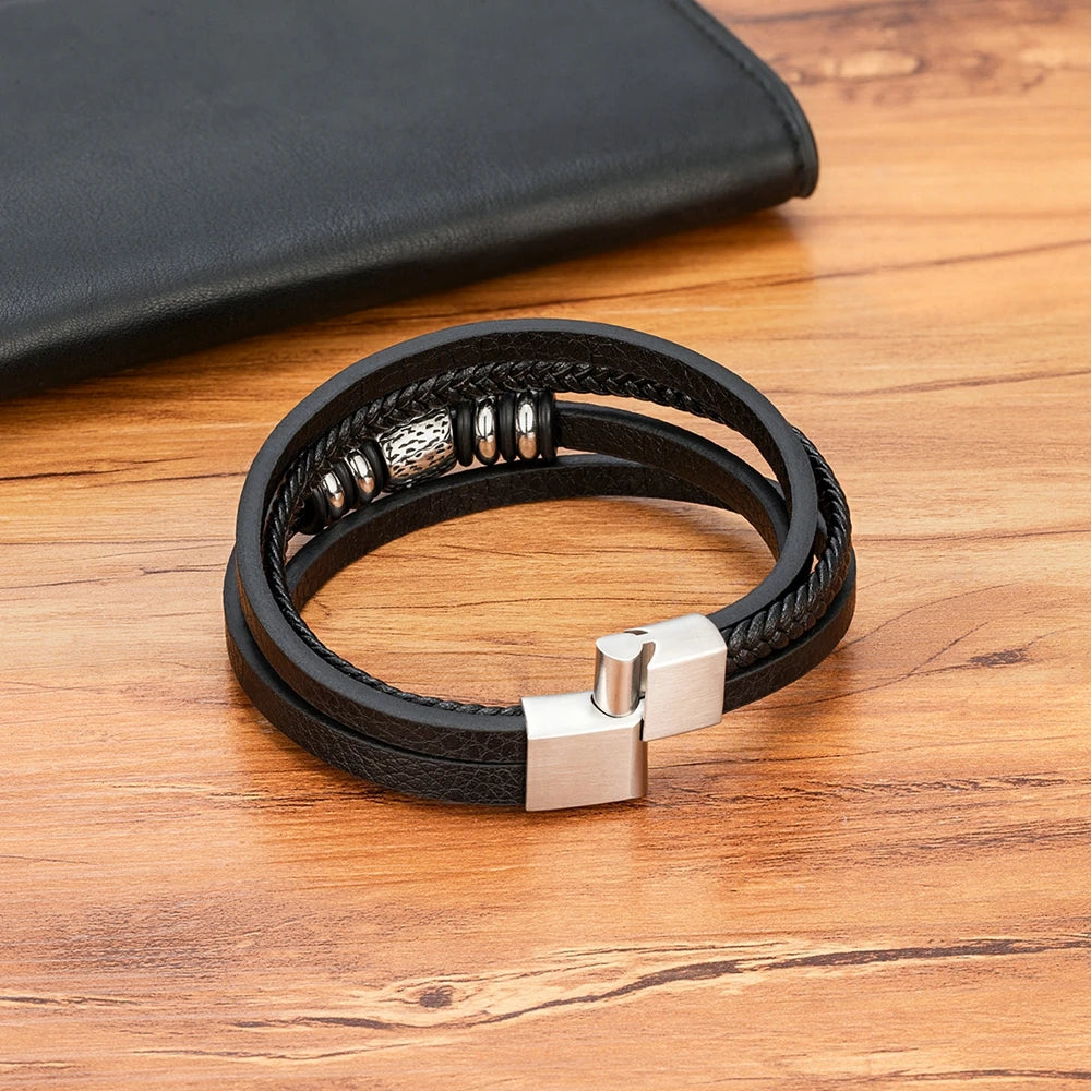 Bracelets cuir tissé crâne